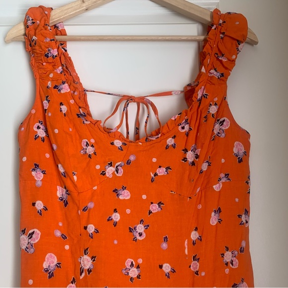 Free People Like a Lady Orange Floral Mini Dress size M - Picture 5 of 5